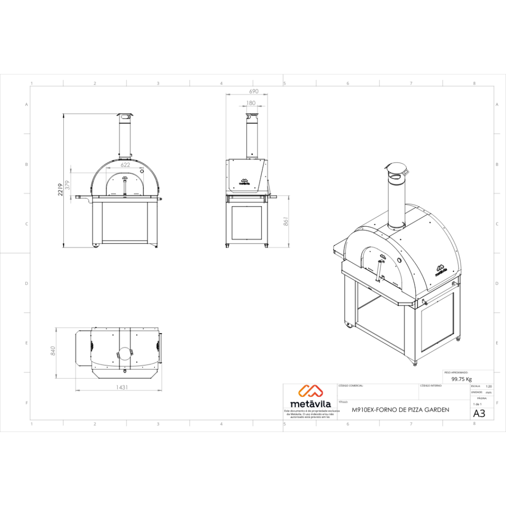 Forno de Pizza a Lenha Gourmet Empire M915IN Metávila